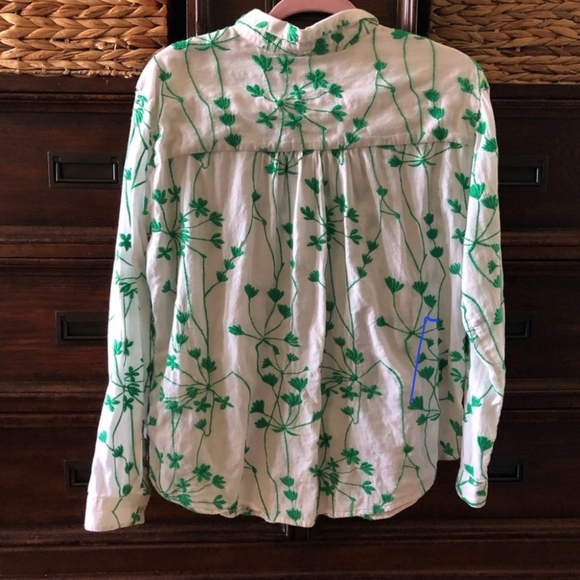 Holding Horses cotton white embroidered long sleeve button down shirt in size 10 - Picture 2 of 8